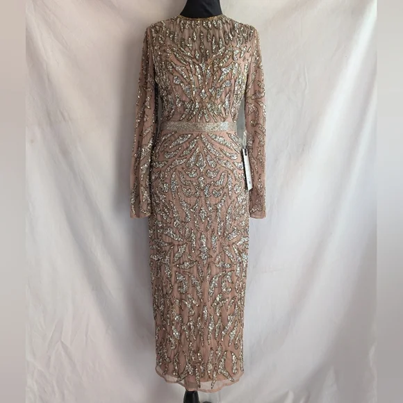 NWT Mac Duggal EMBELLISHED ILLUSION SHEATH DRESS #5521